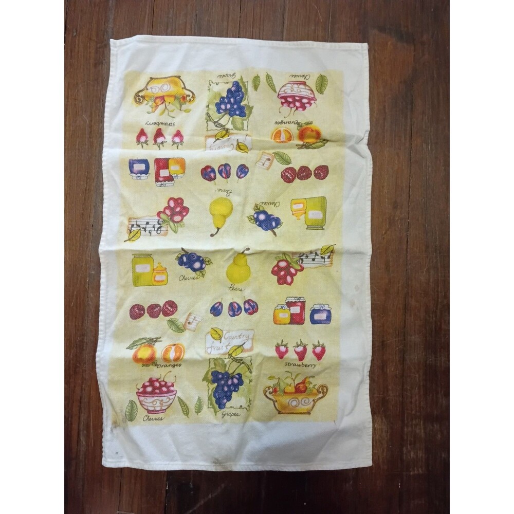 Vintage 1950s Startex Country Fruit Tea Towel